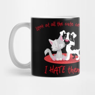 I Hate Cute Couples Valentine's Cat and Dog Mug